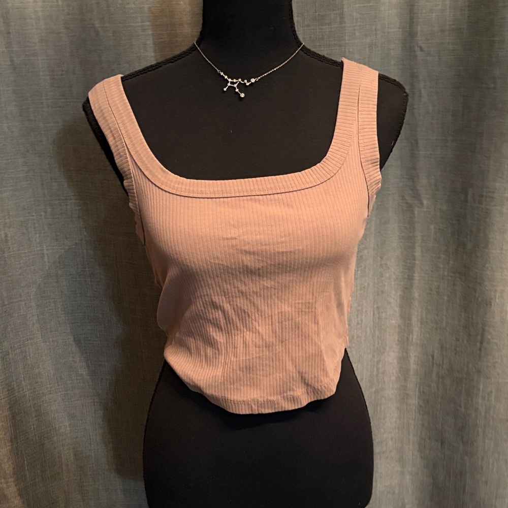 Madewell Ribbed Square-Neck Tank Top in Dusty Rose